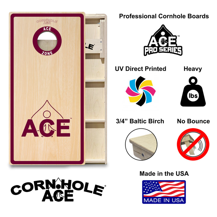 ACE Zone - Maroon - Cornhole Board Set - Professional