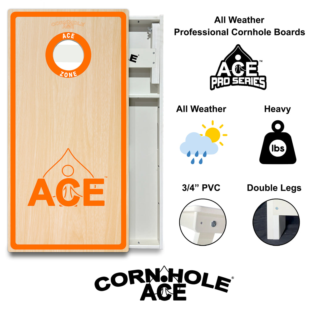 ACE Zone - Orange - Cornhole Board Set - All Weather