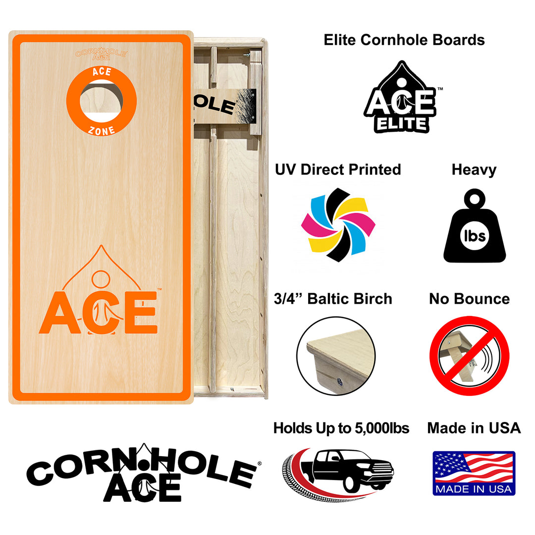 ACE Zone - Orange - Cornhole Board Set - Elite