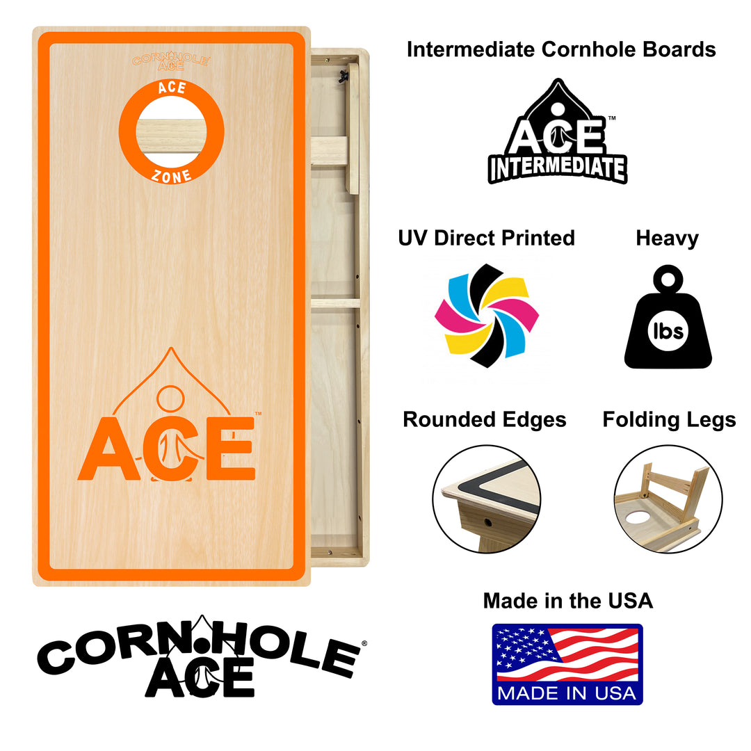 ACE Zone - Orange - Cornhole Board Set - Intermediate