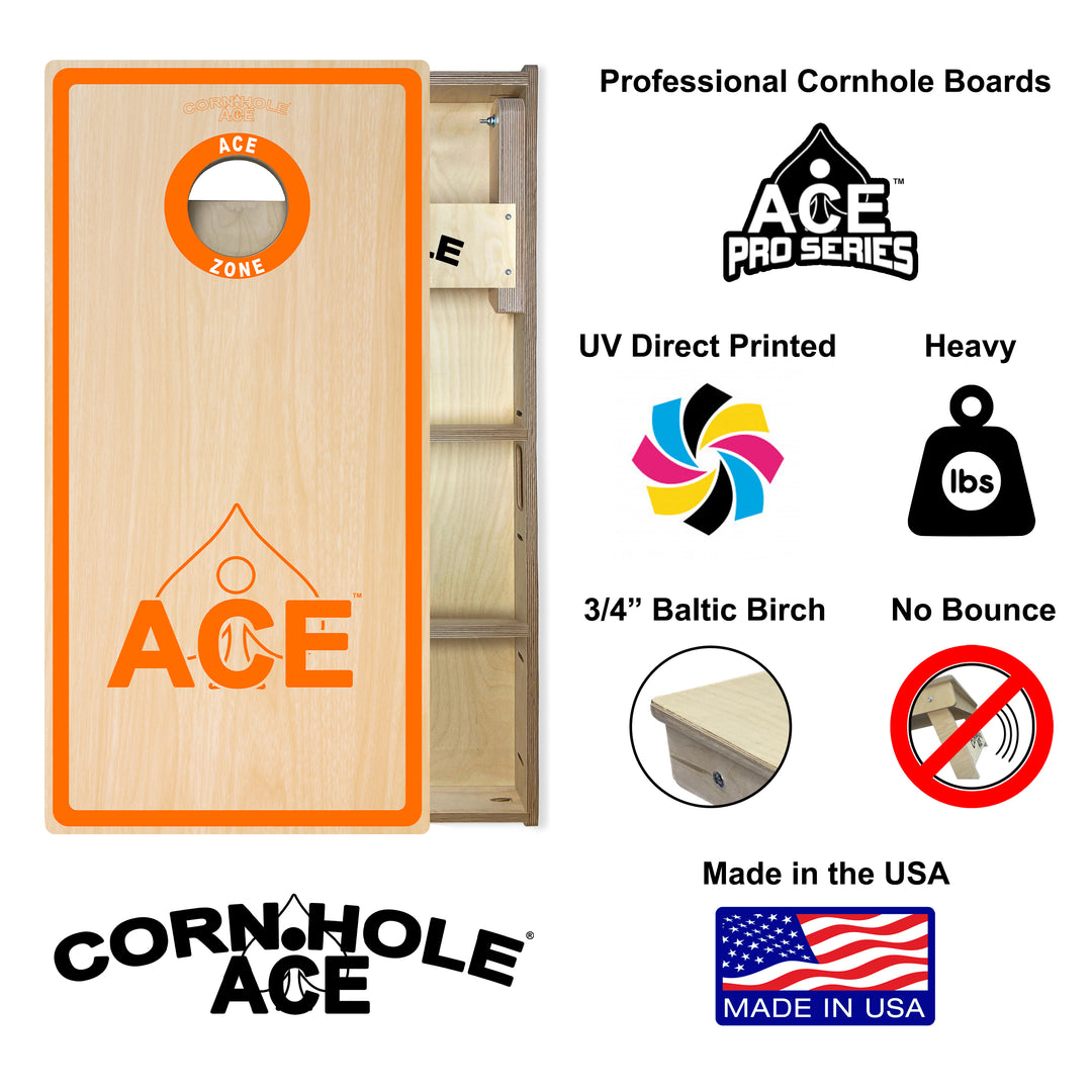 ACE Zone - Orange - Cornhole Board Set - Professional