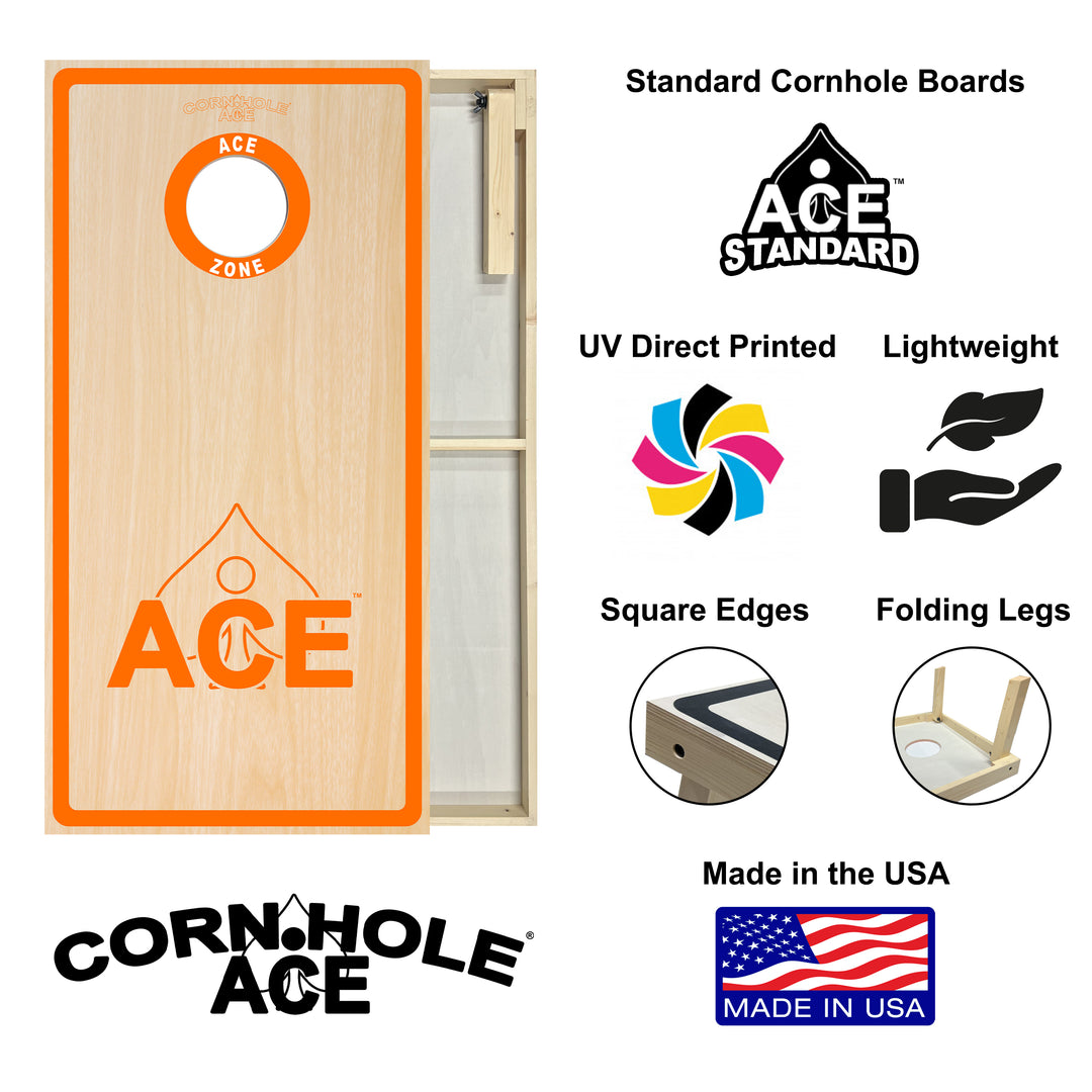 ACE Zone - Orange - Cornhole Board Set - Standard