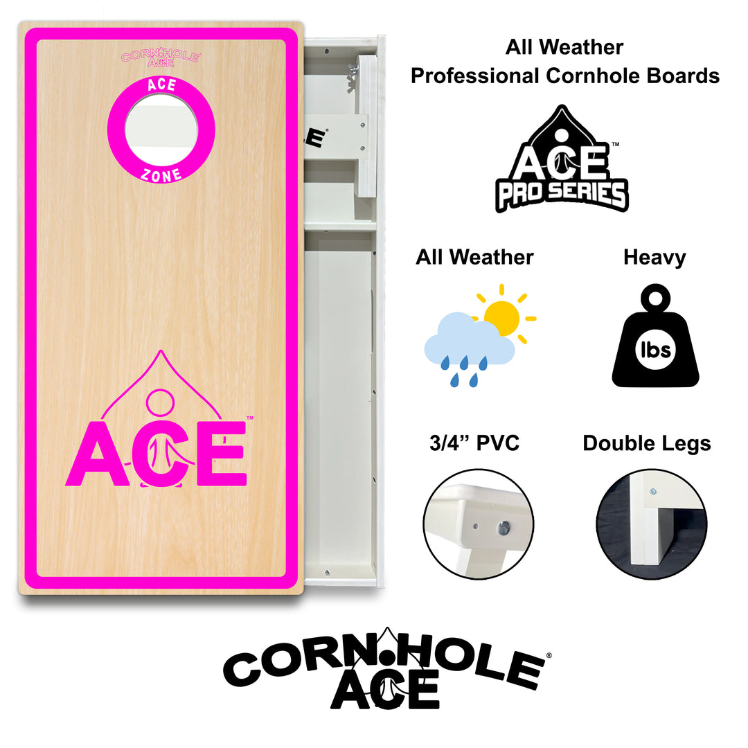 ACE Zone - Pink - Cornhole Board Set - All Weather