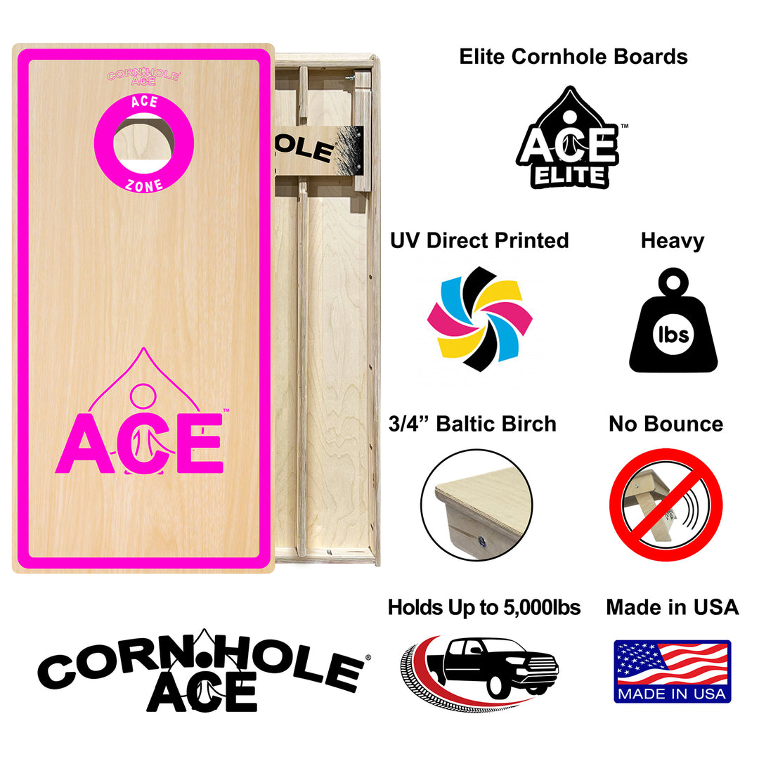 ACE Zone - Pink - Cornhole Board Set - Elite