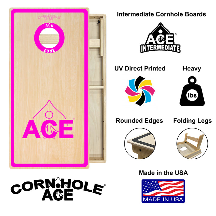 ACE Zone - Pink - Cornhole Board Set - Intermediate