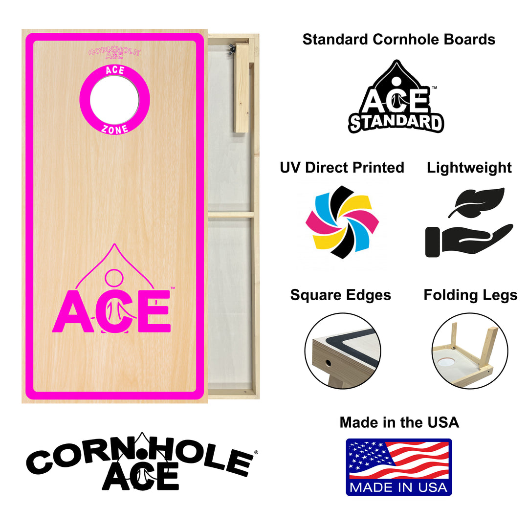 ACE Zone - Pink - Cornhole Board Set - Standard