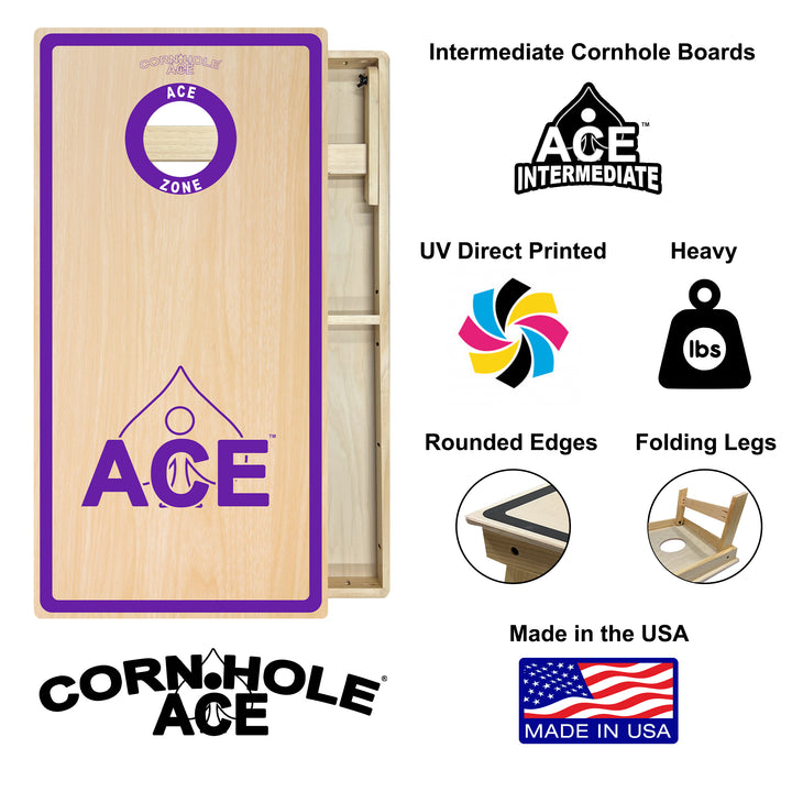 ACE Zone - Purple - Cornhole Board Set - Intermediate