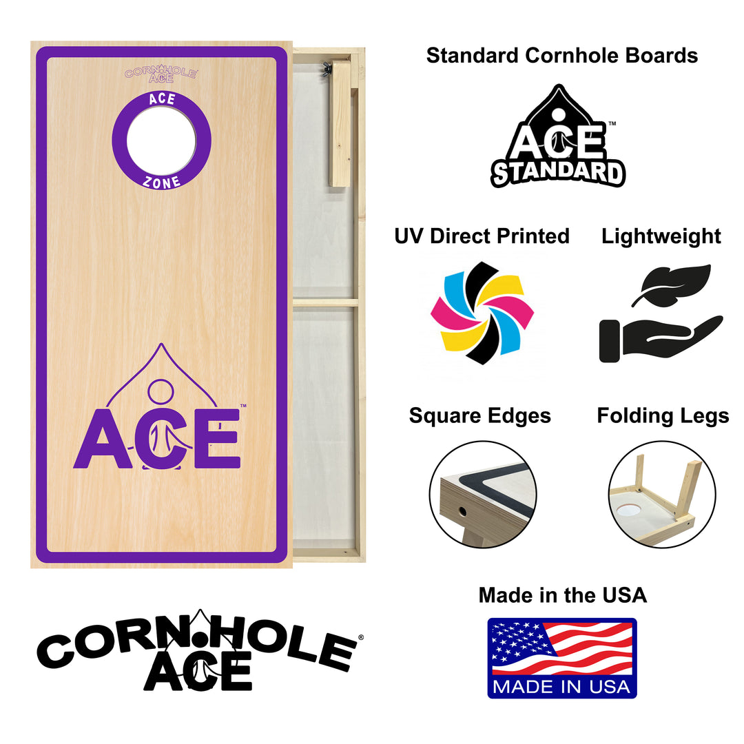 ACE Zone - Purple - Cornhole Board Set - Standard