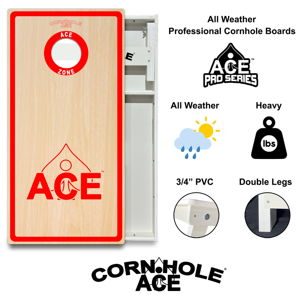 ACE Zone - Red - Cornhole Board Set - All Weather