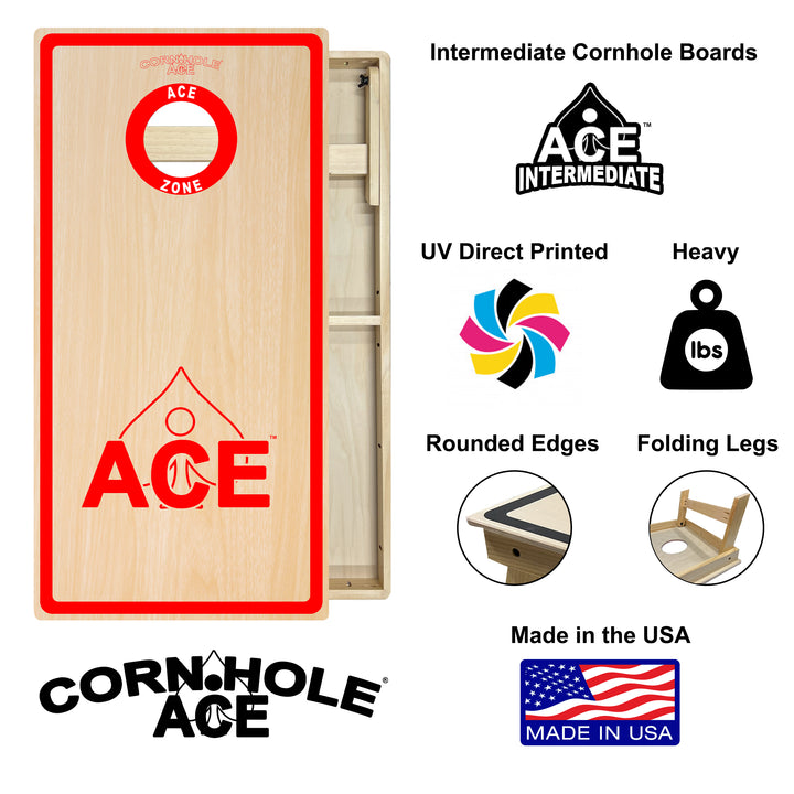 ACE Zone - Red - Cornhole Board Set - Intermediate