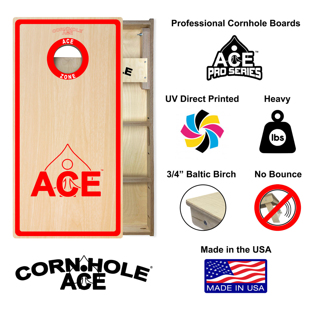 ACE Zone - Red - Cornhole Board Set - Professional