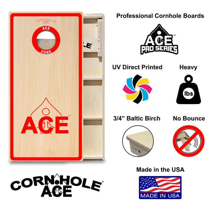 ACE Zone - Red - Cornhole Board Set - Professional