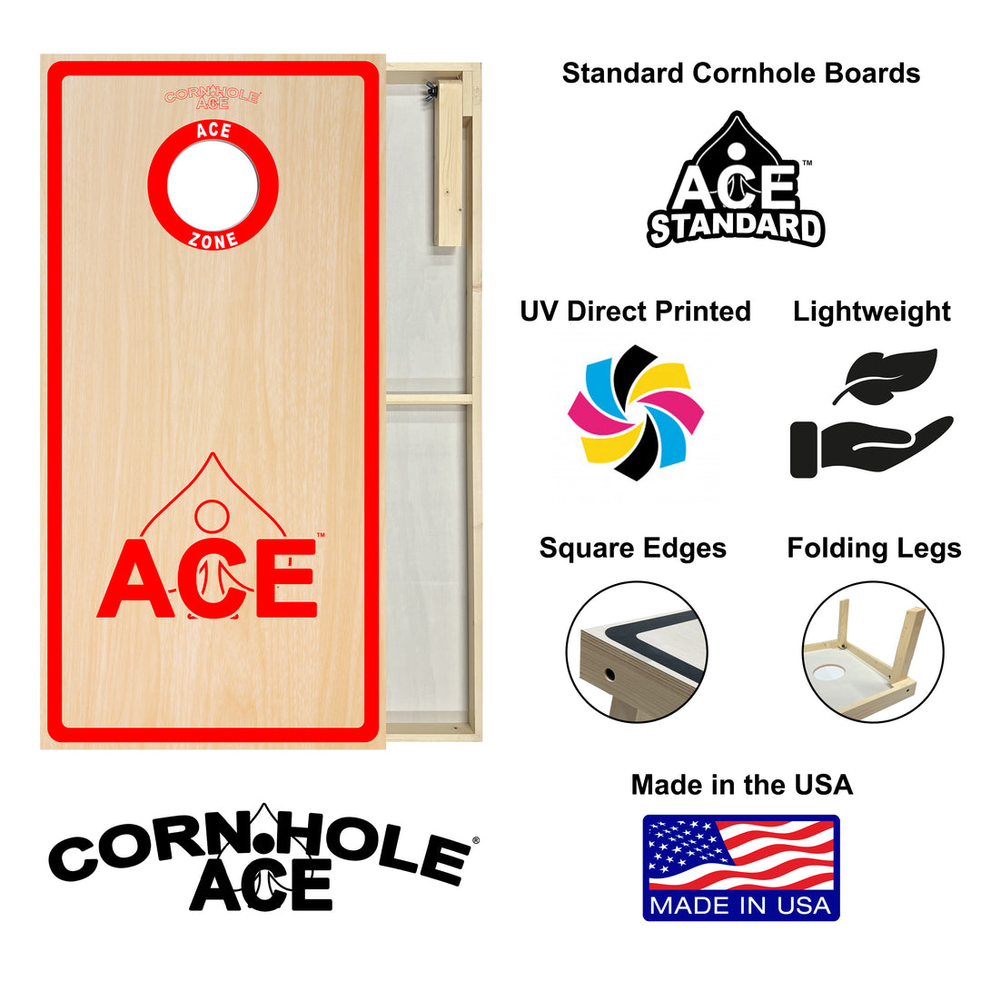 ACE Zone - Red - Cornhole Board Set - Standard