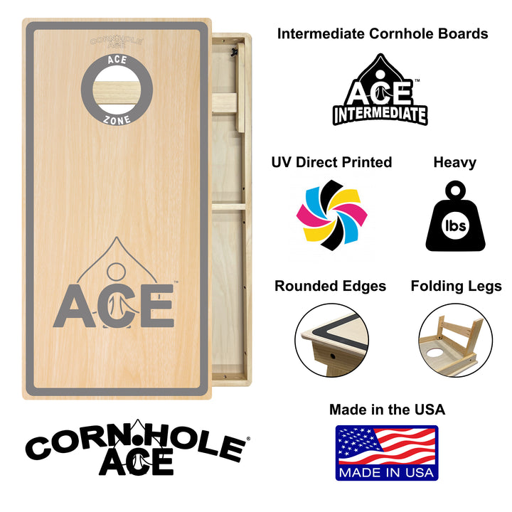 ACE Zone - Silver - Cornhole Board Set - Intermediate