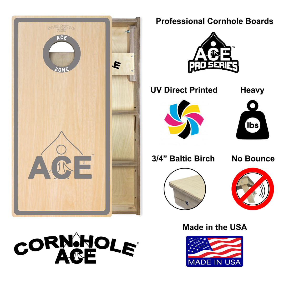 ACE Zone - Silver - Cornhole Board Set - Professional