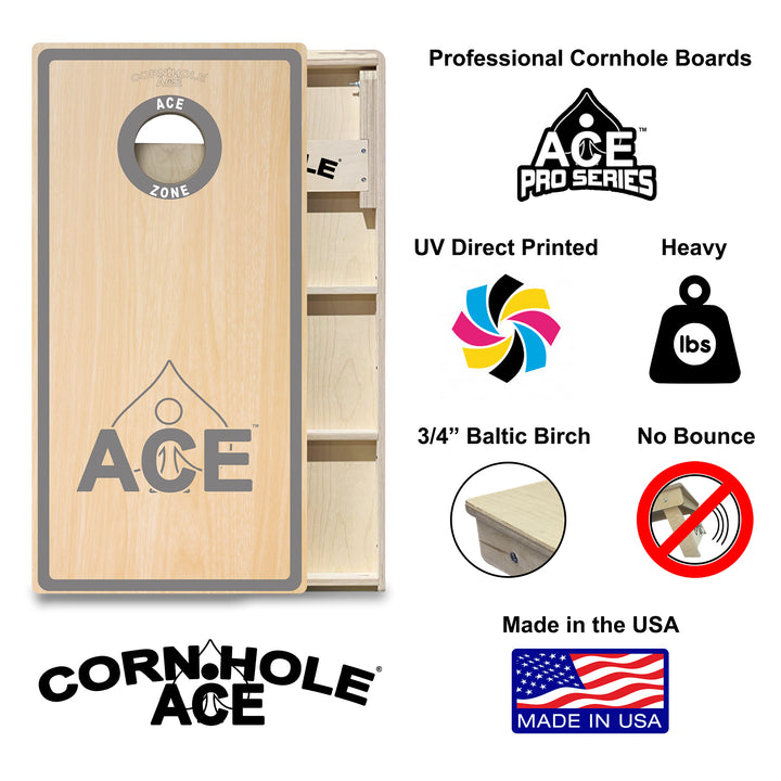 ACE Zone - Silver - Cornhole Board Set - Professional