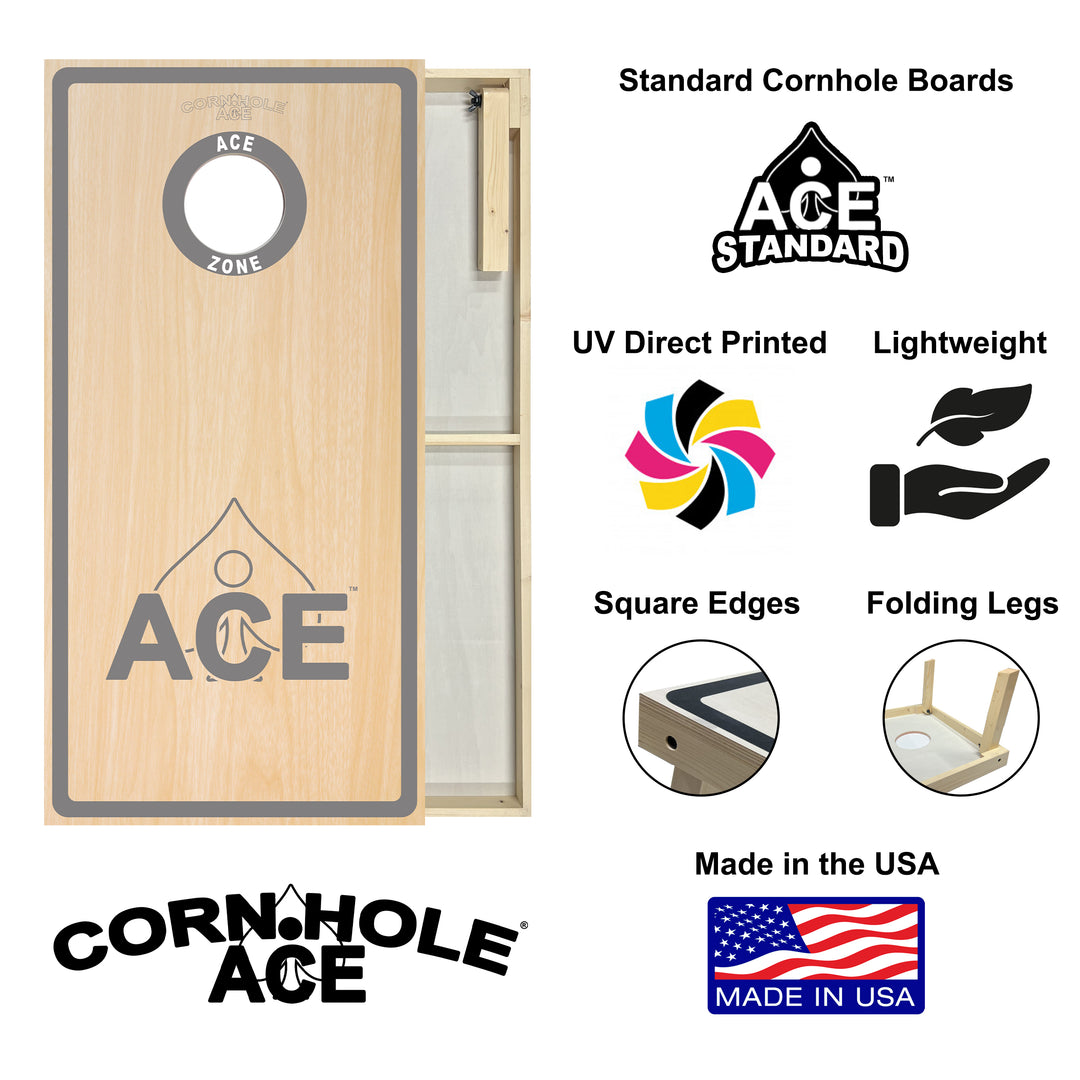 ACE Zone - Silver - Cornhole Board Set - Standard