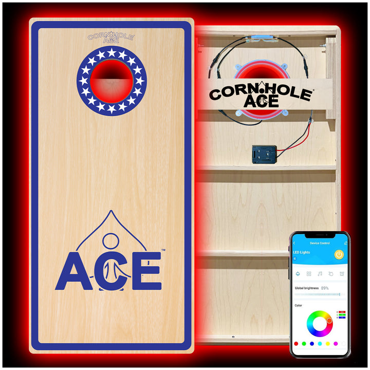 ACE Zone - Stars - Cornhole Board Set - Professional - With Pro Light Kit