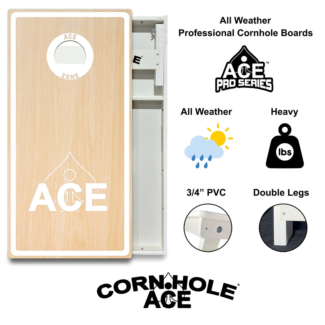 ACE Zone - White - Cornhole Board Set - All Weather