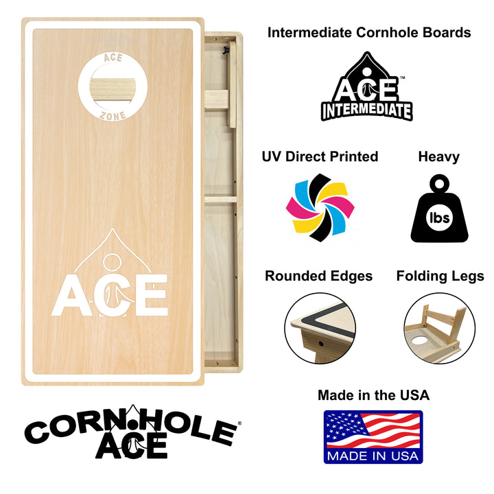 ACE Zone - White - Cornhole Board Set - Intermediate