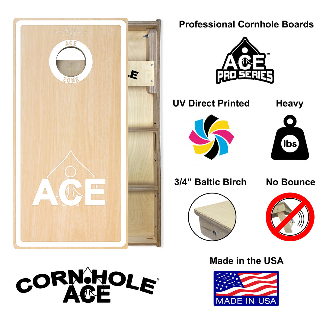 ACE Zone - White - Cornhole Board Set - Professional