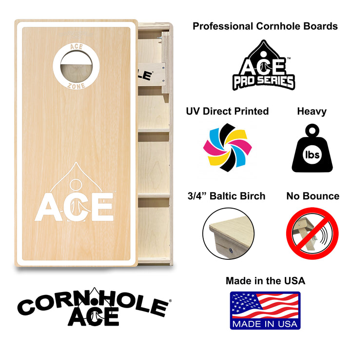 ACE Zone - White - Cornhole Board Set - Professional