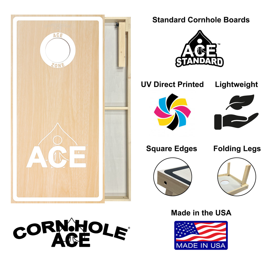 ACE Zone - White - Cornhole Board Set - Standard