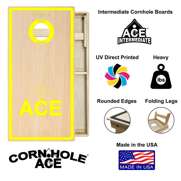 ACE Zone - Yellow - Cornhole Board Set - Intermediate