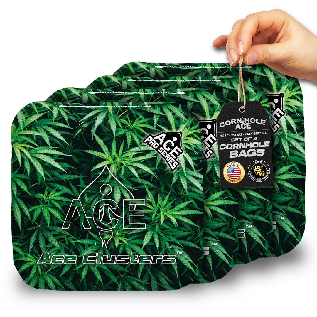 ACE Clusters Cannabis ACE Pro cornhole bags set of four with bold front graphics