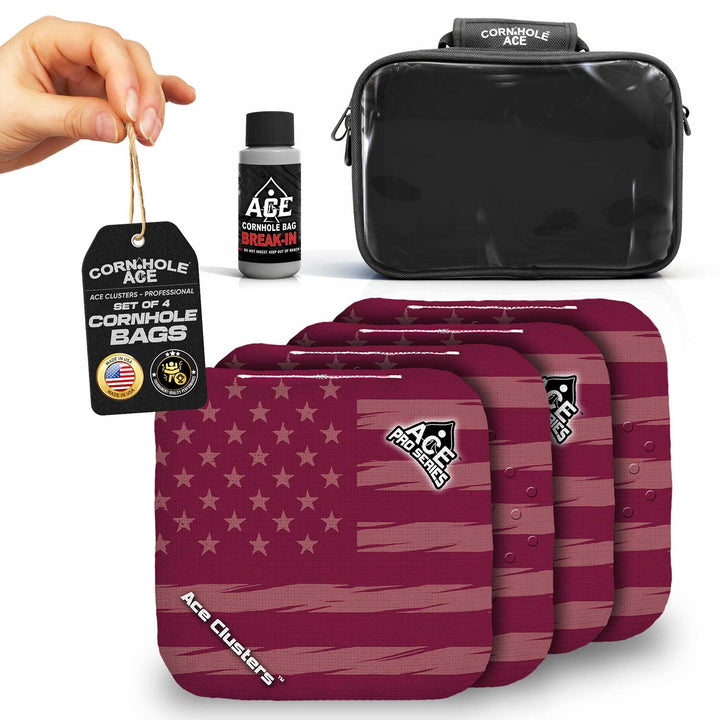 Ace Clusters - Maroon USA Flag - ACE Pro Bag Kit: 4 Pro Bags + Break-In Kit + Carry Case