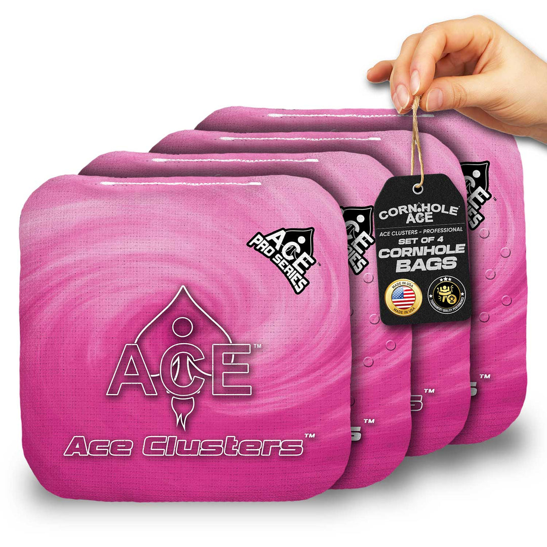ACE Clusters Pink ACE Pro cornhole bags set of four with bold front graphics