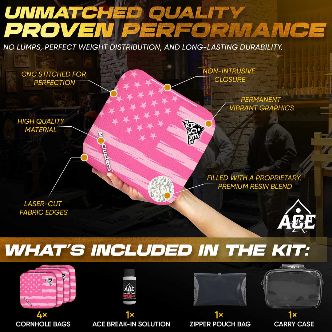 Ace Clusters - Pink USA Flag - ACE Pro Bag Kit: 4 Pro Bags + Break-In Kit + Carry Case