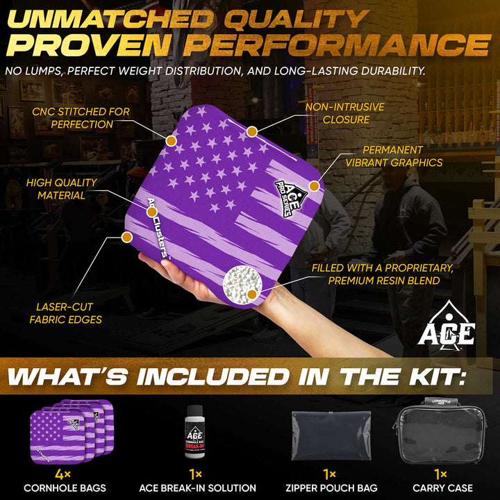 Ace Clusters - Purple USA Flag - ACE Pro Bag Kit: 4 Pro Bags + Break-In Kit + Carry Case