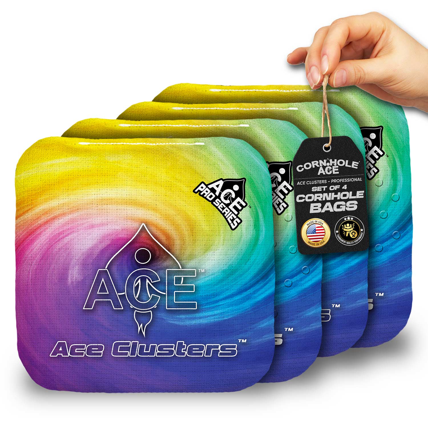 ACE Clusters Rainbow Cornhole Bags | ACE Pro Stamped, Set of 4