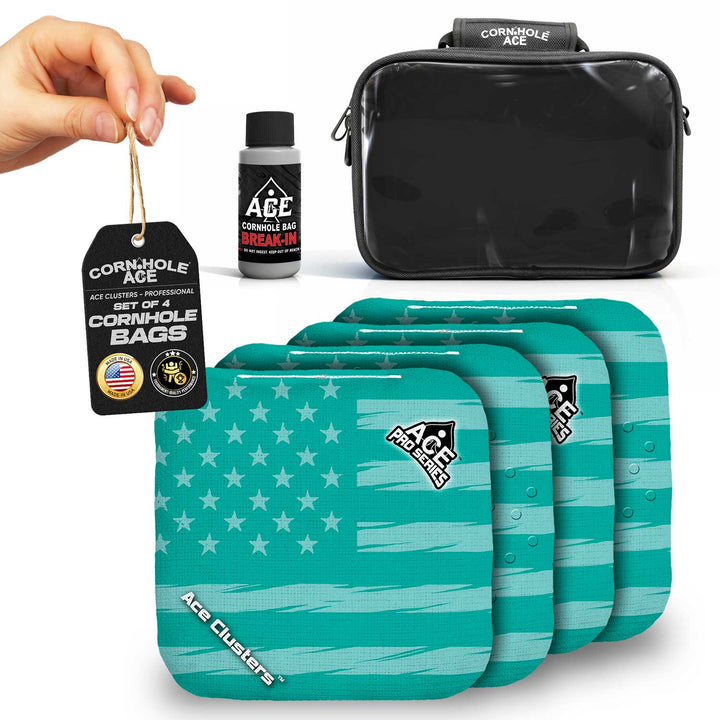 Ace Clusters - Teal USA Flag - ACE Pro Bag Kit: 4 Pro Bags + Break-In Kit + Carry Case