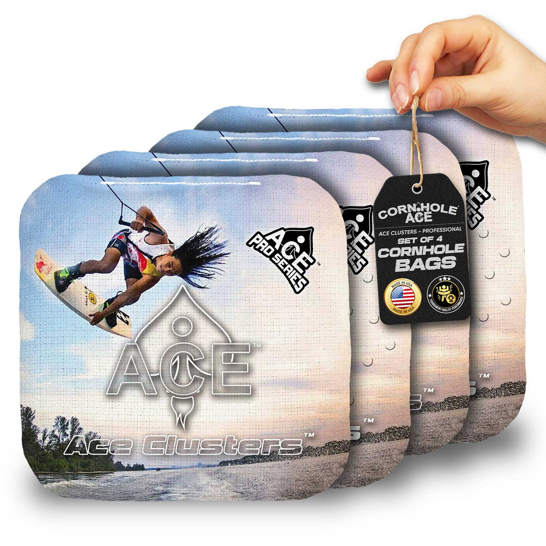 ACE Clusters Wakeboarder ACE Pro cornhole bags set of four with bold front graphics