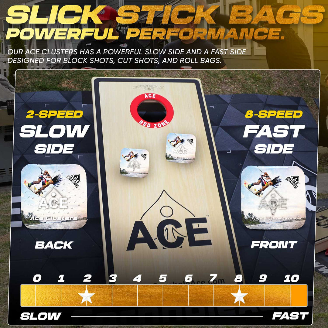 ACE Clusters Wakeboarder ACE Pro cornhole bags alternate side with coordinated graphic pattern alternate view