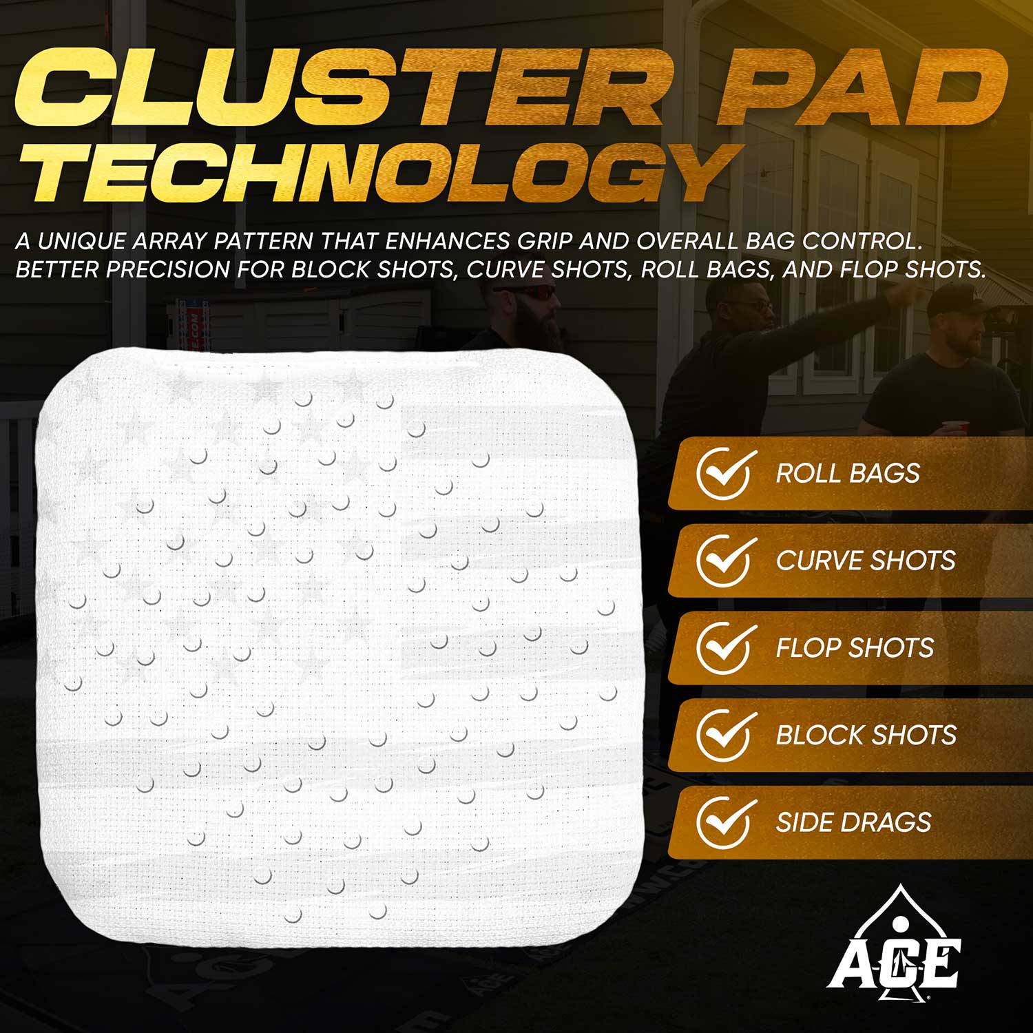 ACE Clusters White USA Flag Cornhole Bags | ACE Pro Stamped, Set