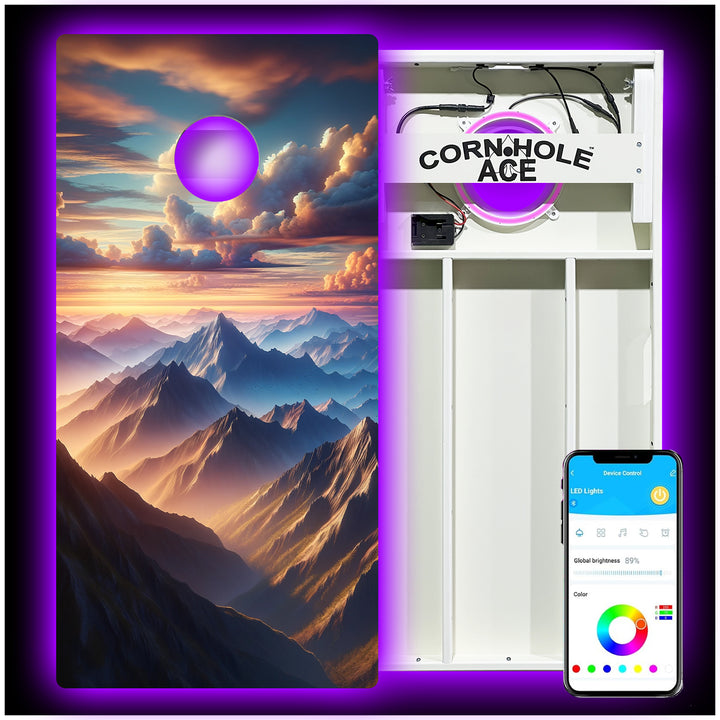 Alpine Sunrise - Cornhole Board Set - All Weather - With Pro Light Kit