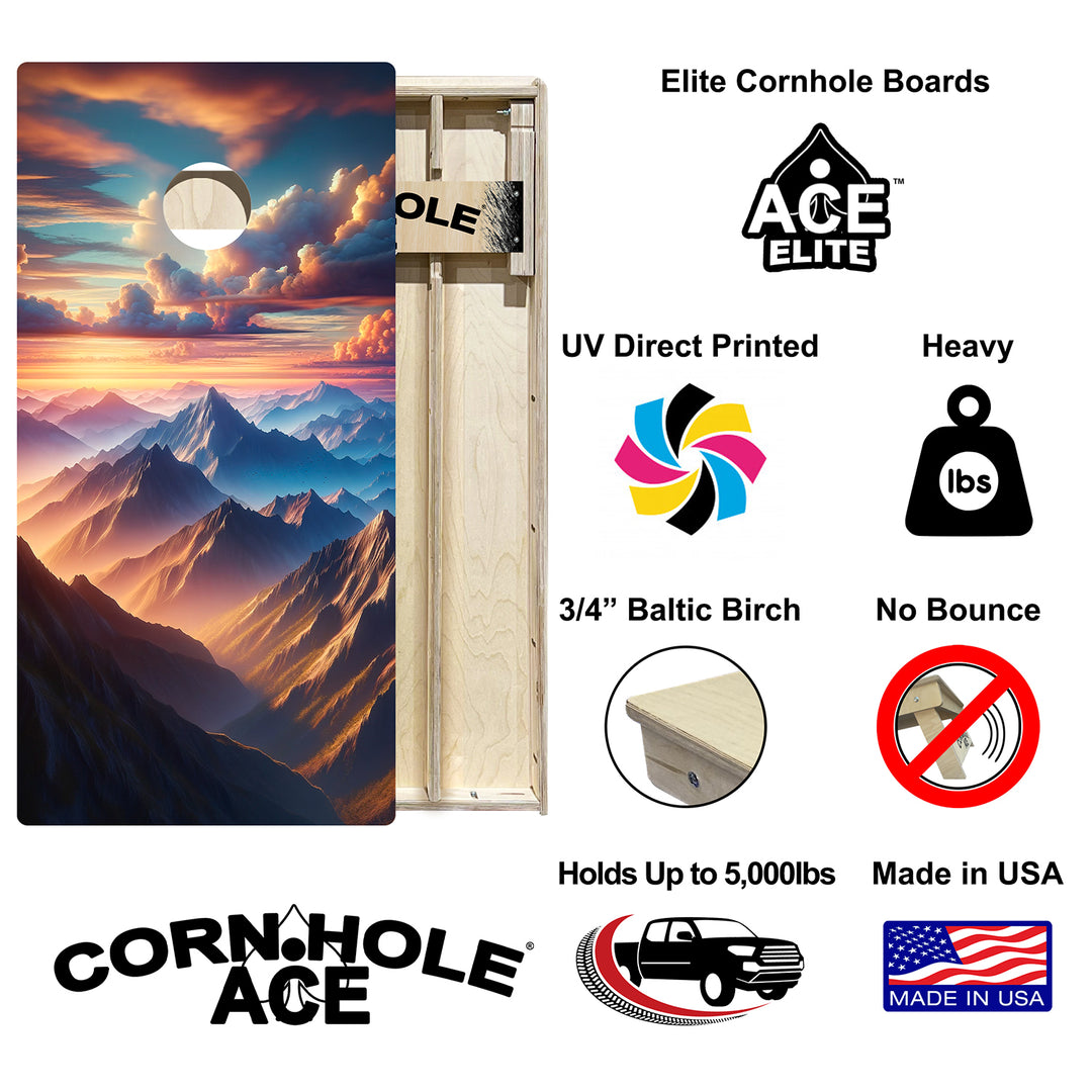 Alpine Sunrise - Cornhole Board Set - Elite