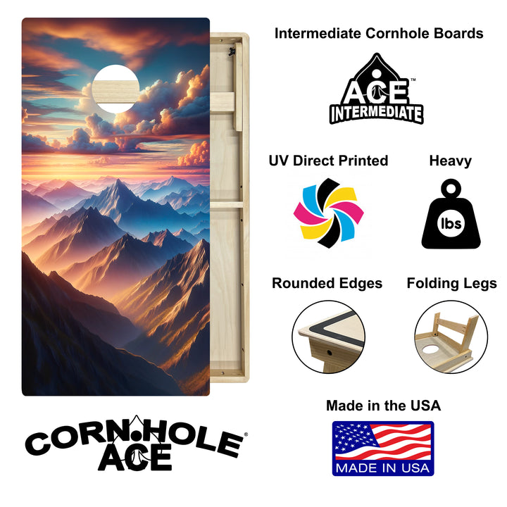 Alpine Sunrise - Cornhole Board Set - Intermediate