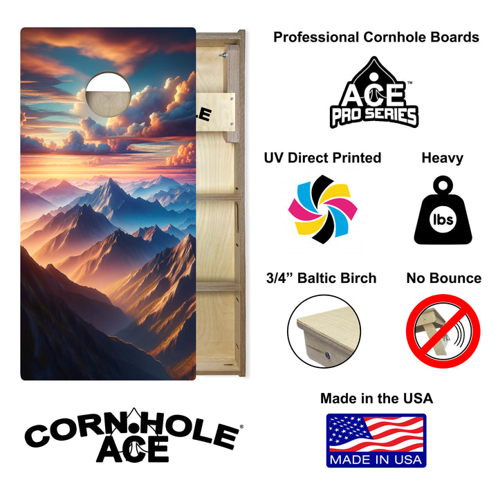 Alpine Sunrise - Cornhole Board Set - Professional