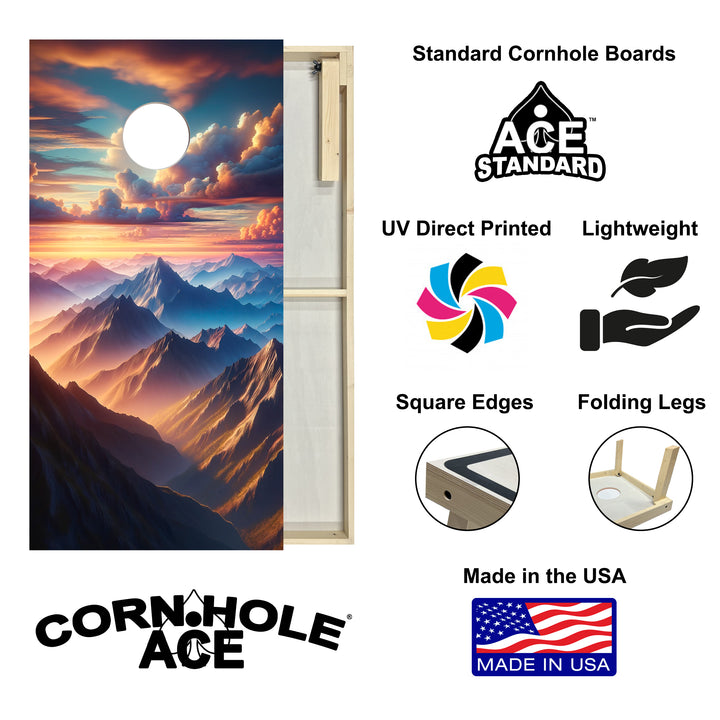 Alpine Sunrise - Cornhole Board Set - Standard