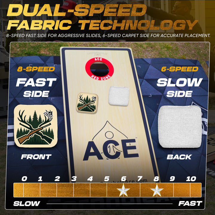Antlers and Oak Emblem - White Carpet - ACE Pro Carpet Cornhole Bags