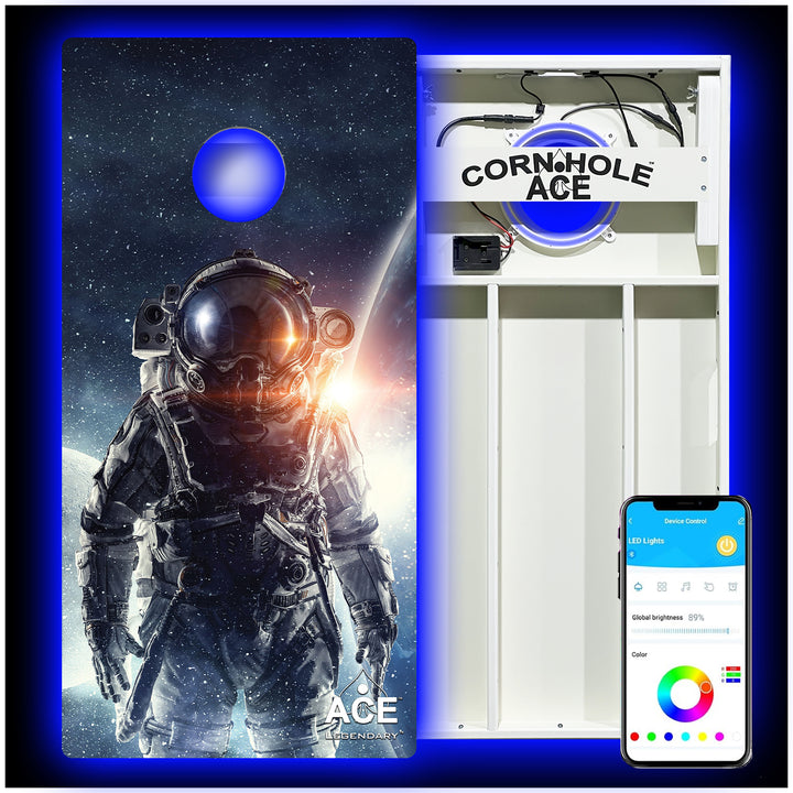 Astronaut Legendary Series - Cornhole Board Set - All Weather - With Pro Light Kit