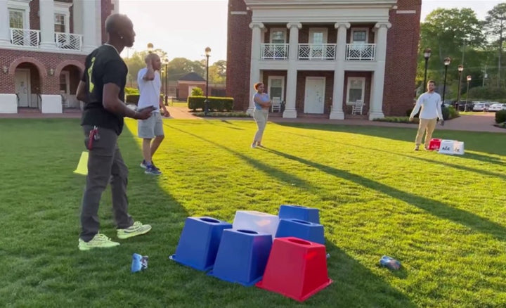 Cornhole Airmail Box Bag Pong - Blue & White