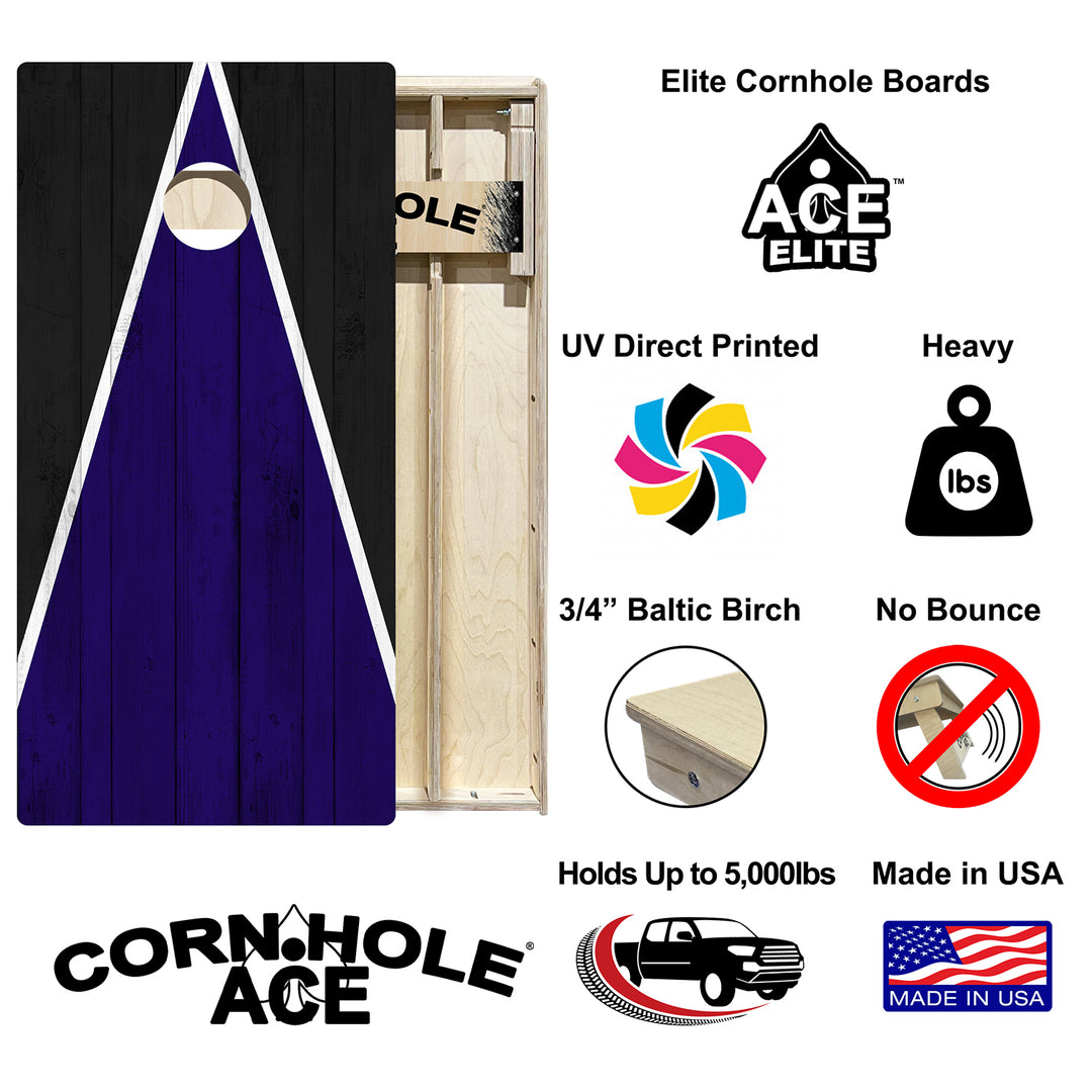 Baltimore Tailgate Triangle Design (Purple and Black) - Cornhole Board Set - Elite