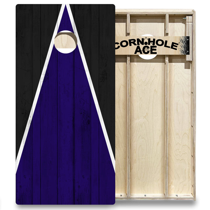 Baltimore Tailgate Triangle Design (Purple and Black) - Cornhole Board Set - Elite