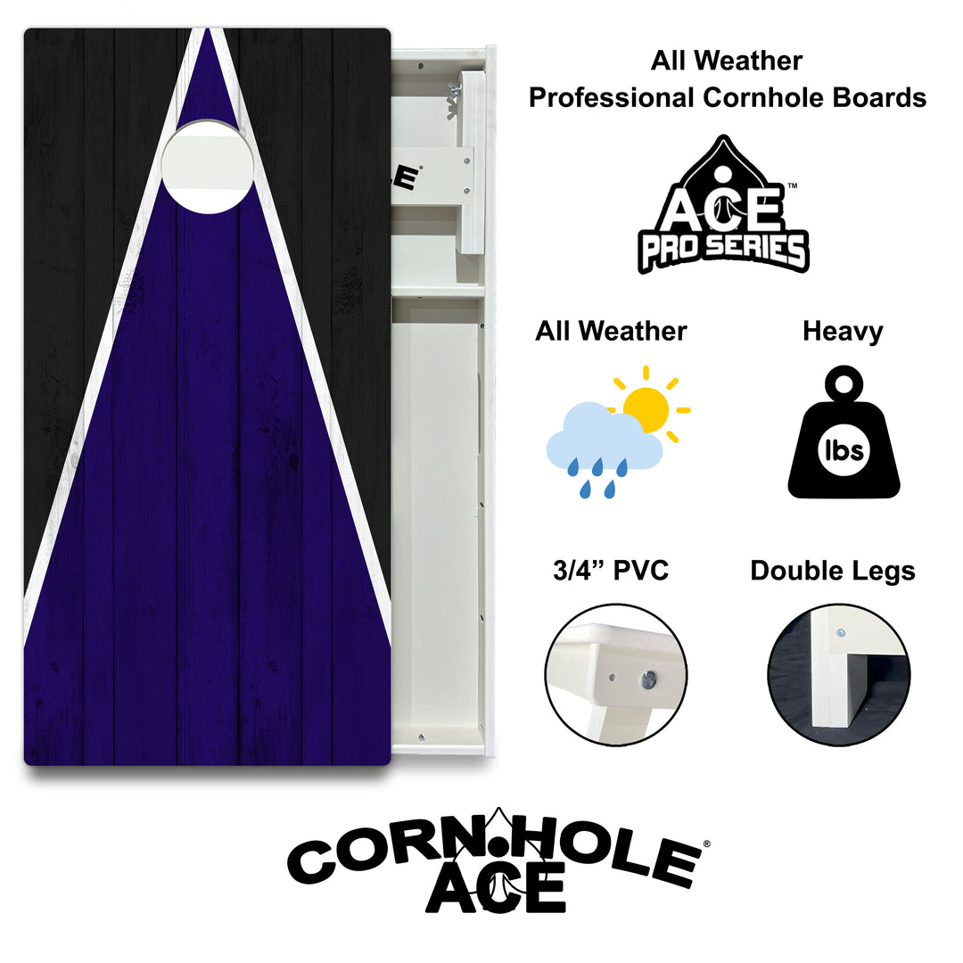 Baltimore Tailgate Triangle Design (Purple and Black) - Cornhole Board Set - All Weather