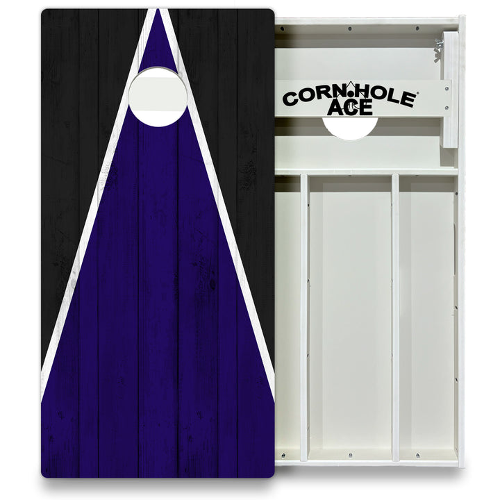 Baltimore Tailgate Triangle Design (Purple and Black) - Cornhole Board Set - All Weather